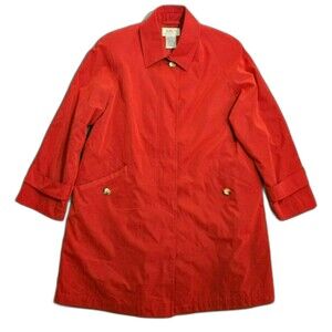 Talbots Petite Women S Red Trench Coat Collared Pockets Lined